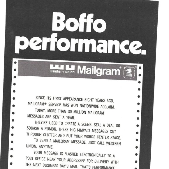 United States Postal Service Mailgram Advertisement 1970s Vintage Print Ad 9 inc - Picture 2 of 2